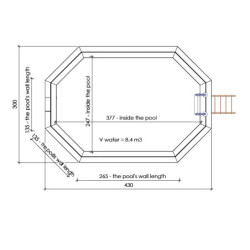 Piscine en bois Nemo 430x300cm - H.118cm - coffre de filtration - cadre en métal - Altanka