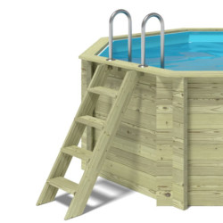 Piscine en bois Nemo 579x349cm - H.145cm - coffre de filtration - cadre en métal - Altanka