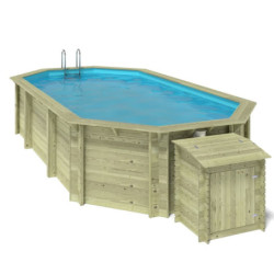Piscine en bois Nemo 730x397cm - H.145cm - coffre de filtration - cadre en métal - Altanka