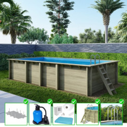Piscine en bois Aqua 700x375cm - H.145cm - fixations à visser - Altanka	