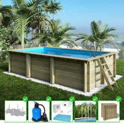 Piscine en bois Aqua 610x285cm - H.131cm - coffre de filtration - fixations à visser - Altanka