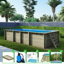 Piscine en bois Aqua 700x375cm - H.145cm - cadre en métal - Altanka