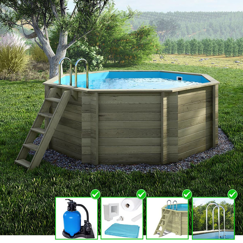 Piscine en bois Coral 325x325cm - H.118cm - autoportante - Altanka