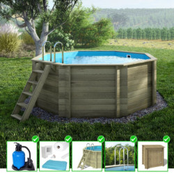 Piscine en bois Coral 325x325cm - H.118cm - coffre de filtration - autoportante - Altanka