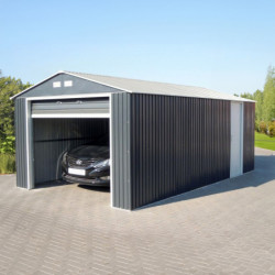 Garage en métal anthracite 19,95m² grande hauteur H.2,60m DURAMAX