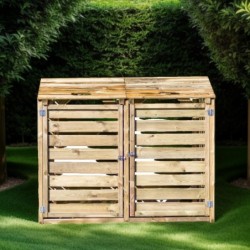 Habrita Coffre de jardin Bois massif Marron 1.35m²
