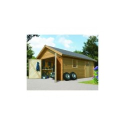 Karibu Garage bois Bois massif Marron 20.8m²