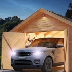 Karibu Garage bois Bois massif Marron 20.8m²
