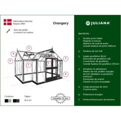 Juliana Serre de jardin en verre Gris 15.1m²