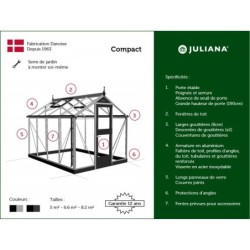 Juliana Serre de jardin en polycarbonate Gris 5m²