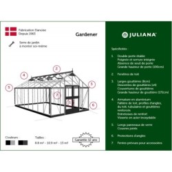 Juliana Serre de jardin en polycarbonate Gris 18.8m²
