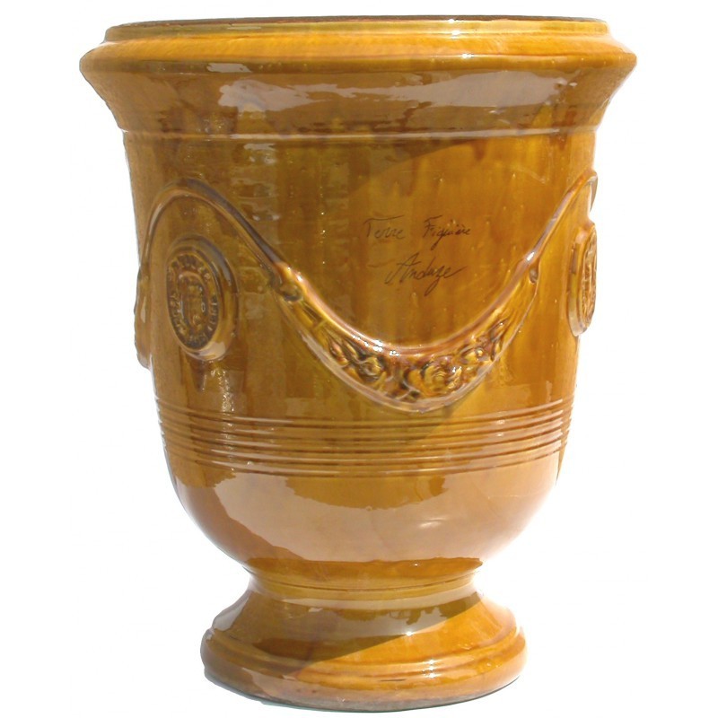 Terre Figuière Vase d'Anduze Terre cuite émaillée Miel Terre Figuière Vase d'Anduze Terre cuite émaillée Miel