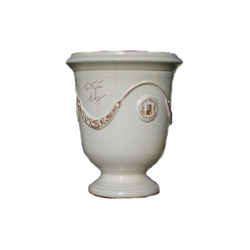 Terre Figuière Vase d'Anduze Terre cuite émaillée Blanc Terre Figuière Vase d'Anduze Terre cuite émaillée Blanc