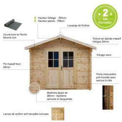 Gardy Shelter Abri de jardin bois 5 à 10 m² Bois massif Marron 9m²