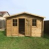 Gardy Shelter Abri de jardin bois 10 à 15 m² Bois massif Marron 11.86m²