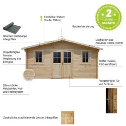 Gardy Shelter Abri de jardin bois 15 à 20 m² Bois massif Marron 19.8m²