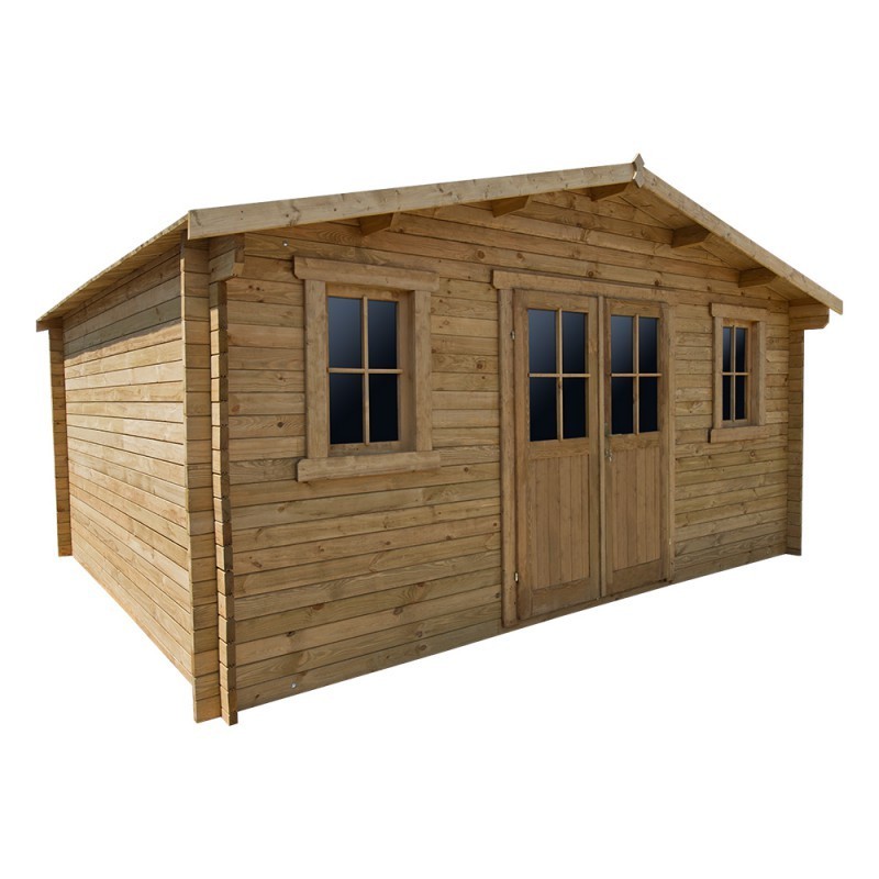 Gardy Shelter Abri de jardin bois 15 à 20 m² Bois massif Marron 19.8m²