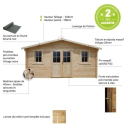 Gardy Shelter Abri de jardin bois 15 à 20 m² Bois massif Marron 16m²