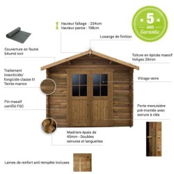 Gardy Shelter Abri de jardin bois 5 à 10 m² Bois massif Marron 9m²