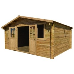 Gardy Shelter Abri de jardin bois 15 à 20 m² Bois massif Marron 16m²