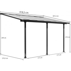 Habrita Toit de terrasse alu Aluminium Gris 12.83m²