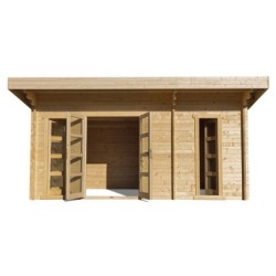 Gardy Shelter Abri de jardin bois 15 à 20 m² Bois massif Marron 19.07m²