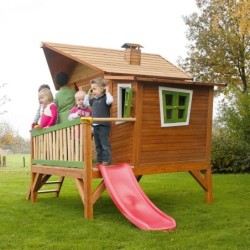 Axi Cabanes enfants Bois massif Naturel