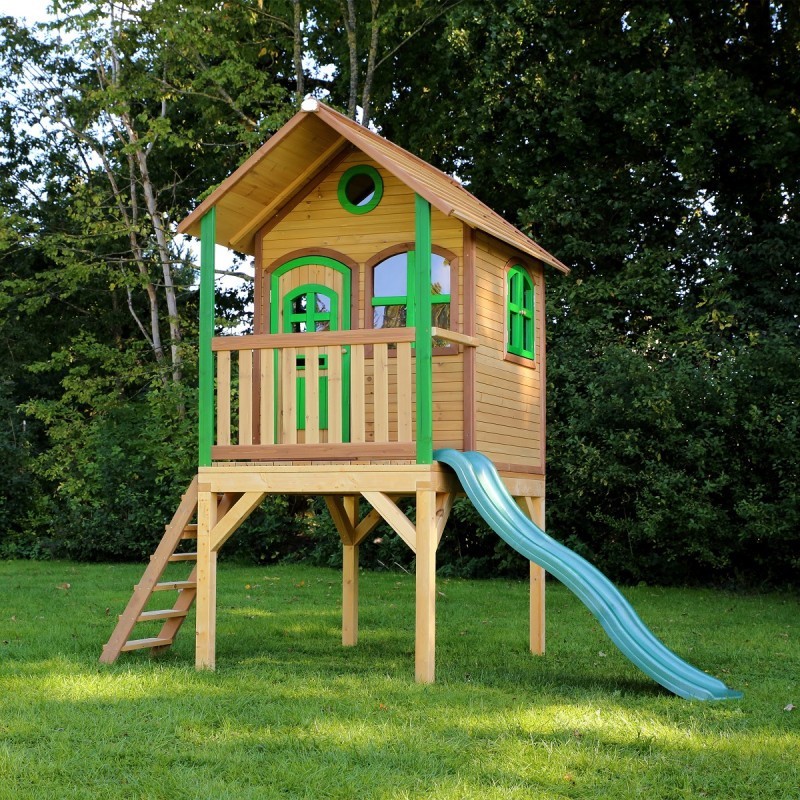Axi Cabanes enfants Bois massif Naturel