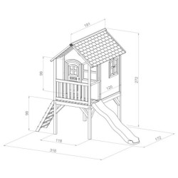 Axi Cabanes enfants Bois massif Naturel