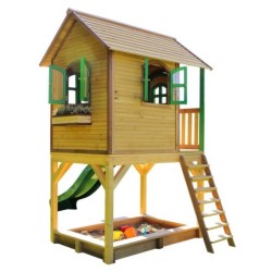 Axi Cabanes enfants Bois massif Naturel