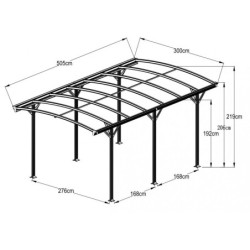 X-Metal Carport Aluminium Gris 15.15m²