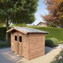 Habrita Abri de jardin bois 5 à 10 m² Bois massif Marron 7.05m²