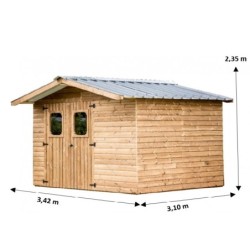 Habrita Abri de jardin bois 10 à 15 m² Bois massif Marron 10.33m²