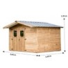 Habrita Abri de jardin bois 10 à 15 m² Bois massif Marron 10.33m²