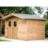 Habrita Abri de jardin bois 10 à 15 m² Bois massif Marron 10.33m²
