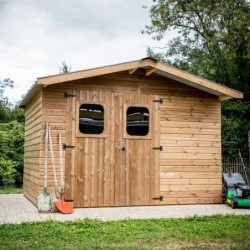 Habrita Abri de jardin bois 10 à 15 m² Bois massif Marron 10.33m²