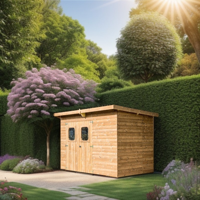 Habrita Abri de jardin bois 5 à 10 m² Bois massif Marron 6.8m² Habrita Abri de jardin bois 5 à 10 m² Bois massif Marron 6.8m²