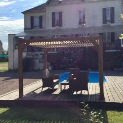 Habrita Tonnelles de jardin Bois massif Marron 10.67m²