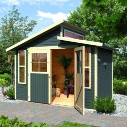 Karibu Abri de jardin bois 5 à 10 m² Bois massif Gris 9.24m²
