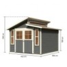 Karibu Abri de jardin bois 5 à 10 m² Bois massif Gris 9.24m²