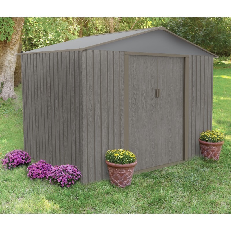 Look Bois Vieilli Abri de jardin métal Métal Gris 4.72m² Look Bois Vieilli Abri de jardin métal Métal Gris 4.72m²