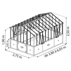 Lams Serre de jardin en verre Au choix 14.58m²