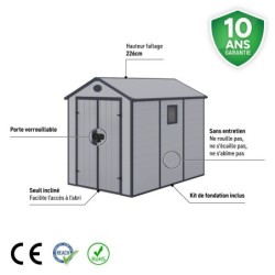 Jôbu Abri de jardin résine Polypropylène Gris 5.32m²