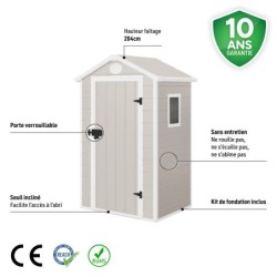 Jôbu Abri de jardin résine Polypropylène Beige 1.34m²