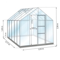 Lams Serre de jardin en verre Gris 8.1m²