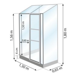 Lams Serre de jardin en verre Gris 0.9m²