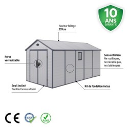 Jôbu Abri de jardin résine Polypropylène Gris 11m²
