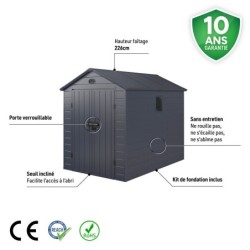 Jôbu Abri de jardin résine Polypropylène Gris 5.32m²
