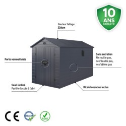 Jôbu Abri de jardin résine Polypropylène Gris 6.99m²