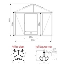 Lams Serre de jardin en verre Au choix 16.70m²